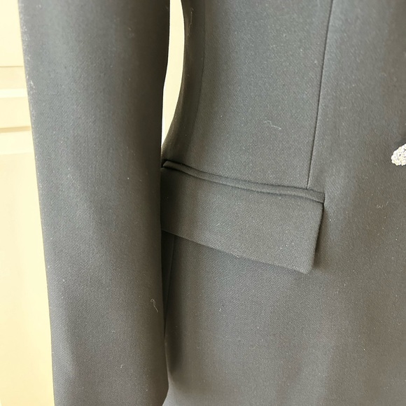 Zara Chic Black Double-Breasted Blazer with Rhinestone Buttons Size S NWT - Picture 4 of 11